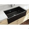 Bocchi Contempo Farmhouse Apron Front Fireclay 33 in. Single Bowl Kitchen Sink in Black 1352-005-0120